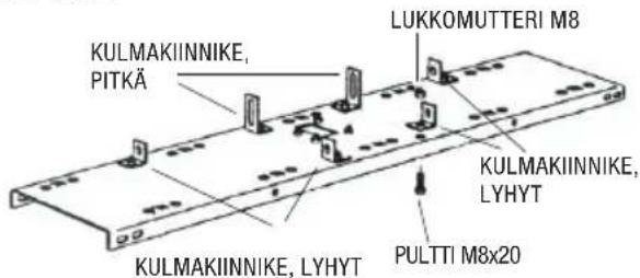 KULMAKIINNIKE, PITKÄ LUKKOMUTTERI M8 KULMAKIINNIKE, LYHYT KULMAKIINNIKE, LYHYT PULTTI M8x20