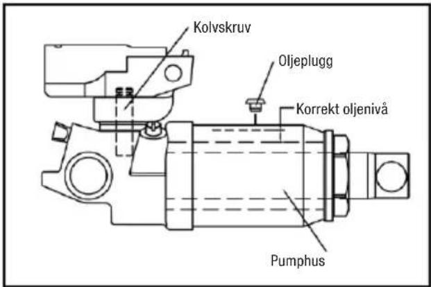 Kolvskruv Oljeplugg Korrekt oljenivå Pumphus