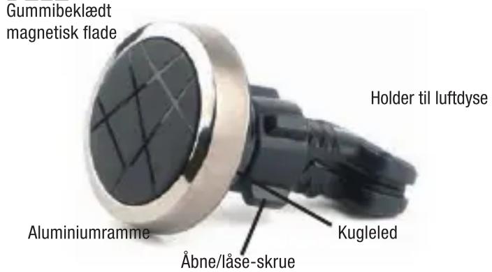 Gummibeklædt magnetisk flade Holder til luftdyse Aluminiumramme Åbne/låse-skrue Kugleled