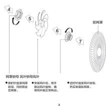 4 5 6 7 若网罩 网络锁母 风叶锁母风叶 ● 被时针安装风轮 锁母,同时锁定 在其窗。 ● 家装和台阶,用手 垫边的护套件,随 端切杆能正常转动。 ● 应时针安装风叶锁母, 然后安装锁母架。