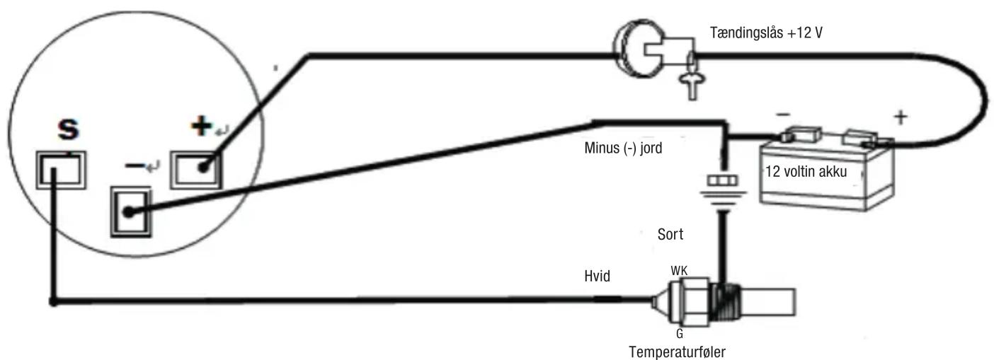 Tændingslås +12 V Minus (-) jord 12 voltin akku Sort Hvid WK G Temperaturføler