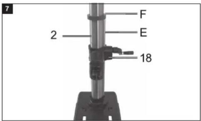Biltema BD5512 - Montering af bordbeslaget på søjlen, fig. 7 - 8 - 1