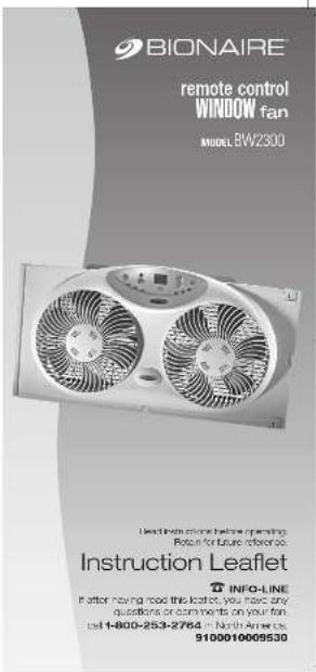 BIONAIRE BW2300 - How to Obtain Warranty Service - 1