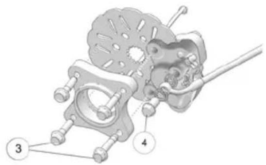 Technical diagram of a mechanical assembly with numbered parts labeled 3 and 4