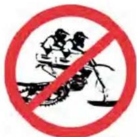 Prohibition sign with pictogram of people crossing a construction site, crossed out by red diagonal line
