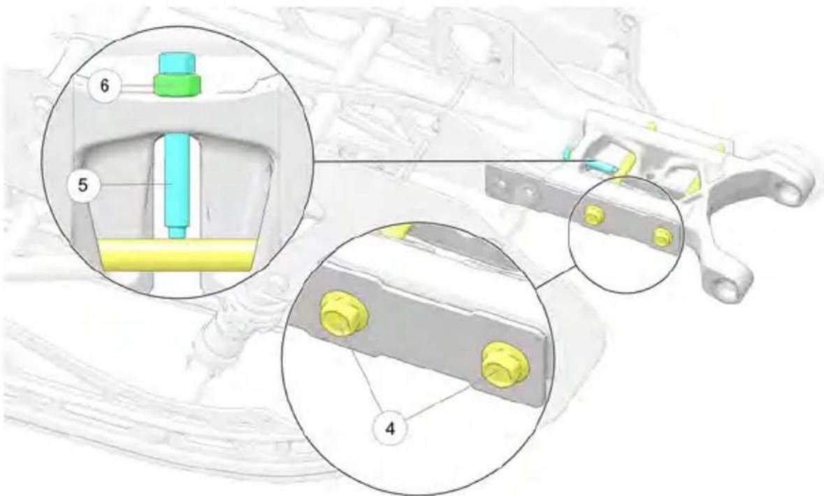 Technical diagram showing mechanical assembly with numbered components and highlighted parts