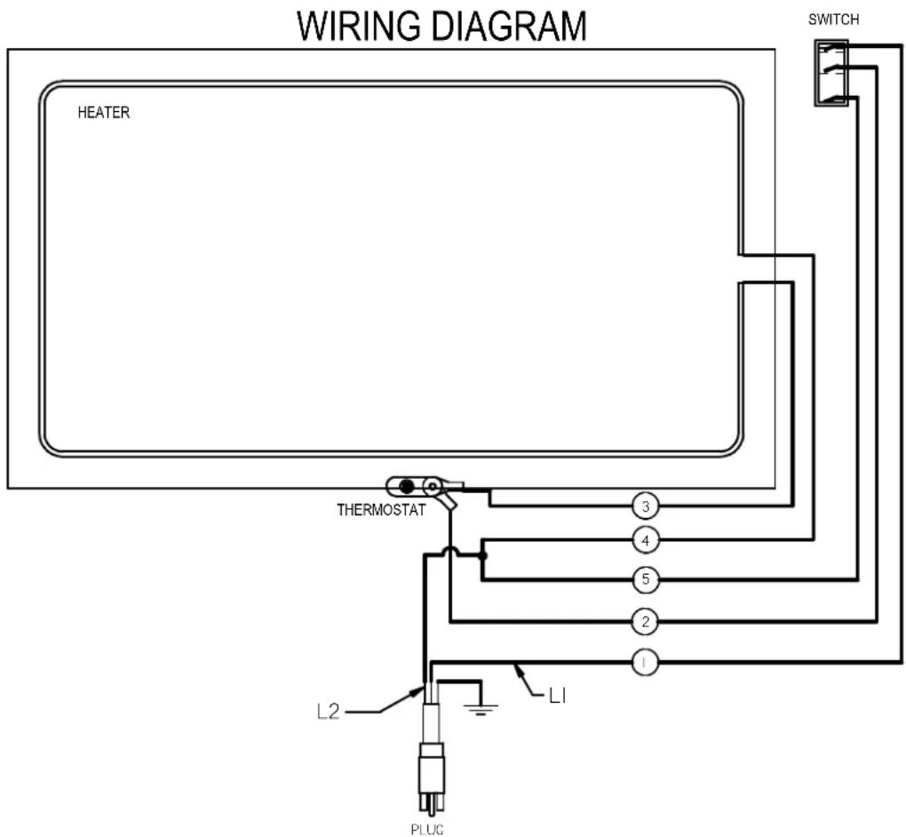 WIRING DIAGRAM HEATER THERMOSTAT L2 PLUG 1 2 5 4 3 SWITCH