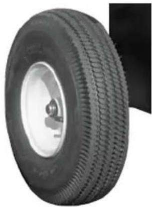 Close-up of a black tire with visible tread pattern and central hub (no text or symbols)