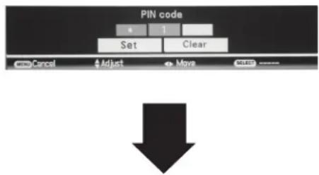 PIN code Set 1 Clear MIND Cancel Adjust Move SELECT ↓