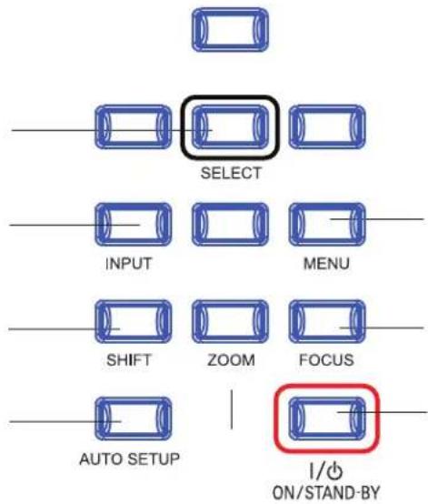 SELECT INPUT MENU SHIFT ZOOM FOCUS AUTO SETUP 1/0 ON/STAND-BY