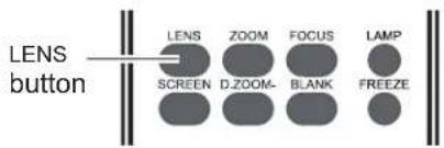 LENS button LENS ZOOM FOCUS LAMP SCREEN D.ZOOM- BLANK FREEZE