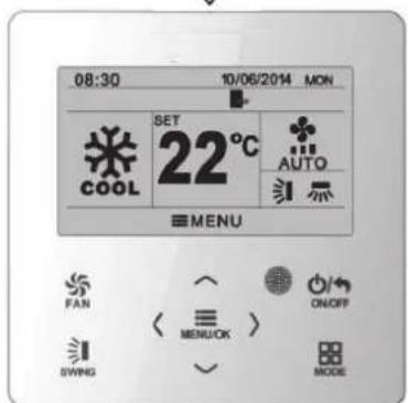 08:30 10/06/2014 MON COOL SET 22°C AUTO MENU FAN ON/OFF SWING MENU/OK MODE