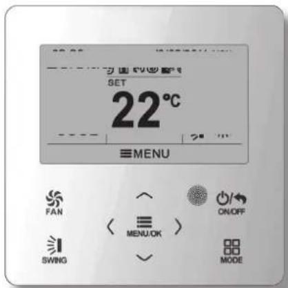 SET 22°C MENU FAN SWING ( MENU/OK ) ON/OFF MODE