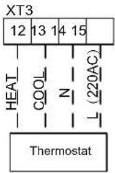 XT3 12 13 14 15 HEAT COOL N L (220AC) Thermostat