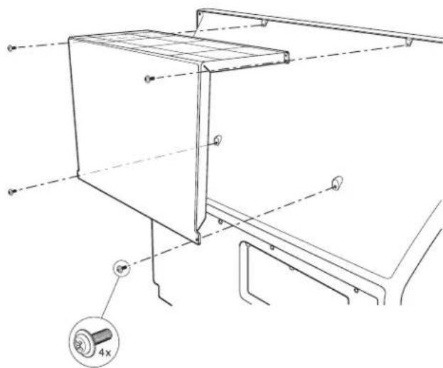 Technical diagram of a mechanical assembly with dimension annotations and a 4x magnified detail labeled '4x'.