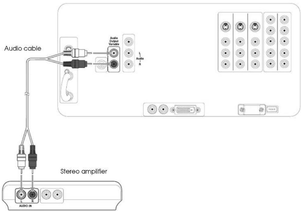 Audio cable Audio Output Variable Audio R Stereo amplifier L R AUDIO IN