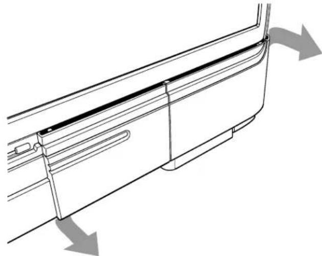 Technical line drawing of a door frame with directional arrows indicating airflow or movement (no text or symbols)