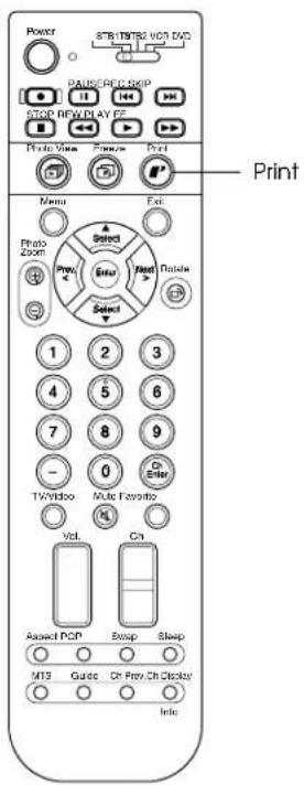 Power START/TRA# DVD POWER/FRK/SPIP 11 144 STOP FRK/DAY/FF Photo View Preview Print Menu Edit Photo Zoom Select Enter Next Reset Select 1 2 3 4 5 6 7 8 9 - 0 TV/Video Multi Favorite Vol. Cn Assigned POP Swap Sleep M13 Guide Cn Prev.Cn Clicker Info Print