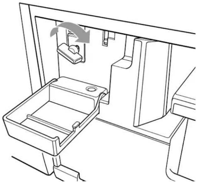 Technical line drawing of a mechanical assembly with a bracket and housing (no text or symbols)