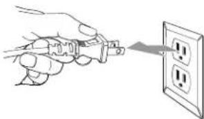 Illustration of a hand using a power plug to insert into an electrical outlet (no text or symbols)