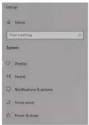 Settings Home Find setting System Display Sound Modifications & actions Power insert Power & Sleep