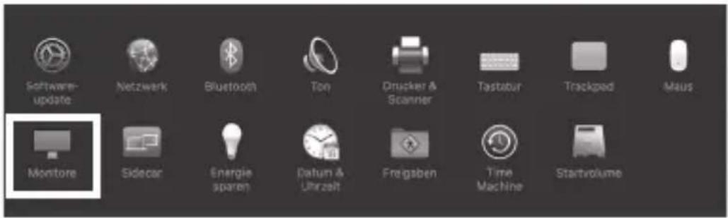 Software-update Netzwerk Bluetooth Toy Drucker & Scanner Tastatur Trackpad Maus Monitore Sidecar Energie sparen Datum & Uhrzeit Fregaben Time Machine Startvolume