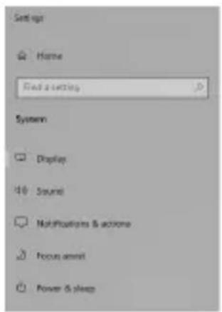Settings Home Find a setting System Display Sound Notifications & actions Focus email Power & sleep