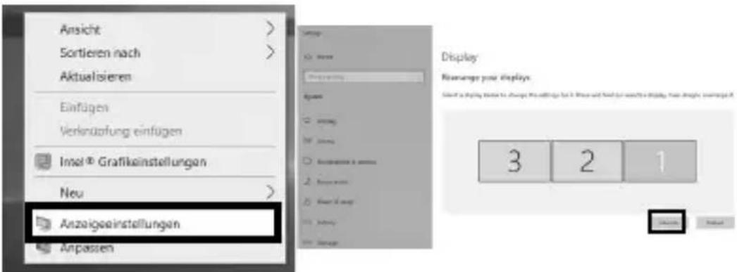 Ansicht Sortieren nach Aktualisieren Einfügen Verknäufung einfügen Imel® Grafikoinstellungen Neu Anzeigseinstellungen Anpassen Display Risierange pour displays 3 2 1
