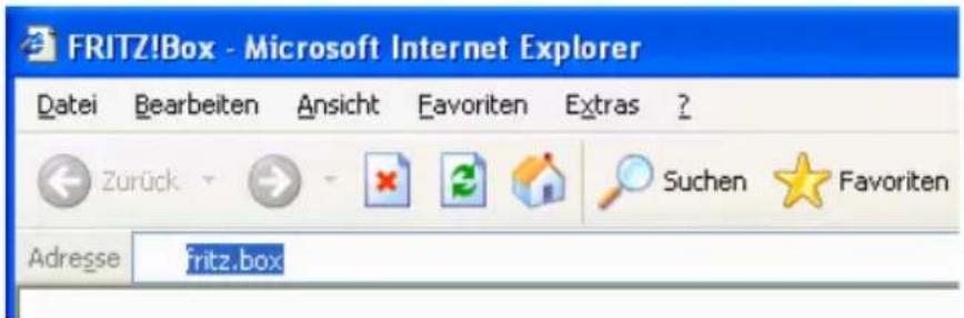 FRITZ!Box - Microsoft Internet Explorer Datei Bearbeiten Ansicht Favoriten Extras ? Zurück Suchen Favoriten Adresse fritz.box