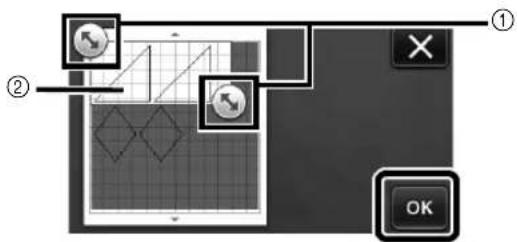 Floor plan diagram with labeled sections and directional icons, including a 'OK' button