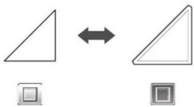 Diagram showing equivalence between two triangles, one with a square and the other with a square and a double-headed arrow.