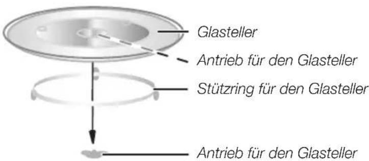 Glasteller Antrieb für den Glasteller Stützring für den Glasteller Antrieb für den Glasteller
