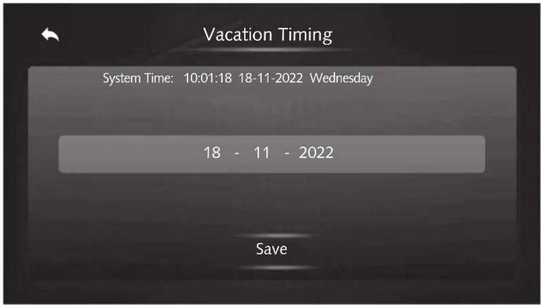 Vacation Timing System Time: 10:01:18 18-11-2022 Wednesday 18 - 11 - 2022 Save