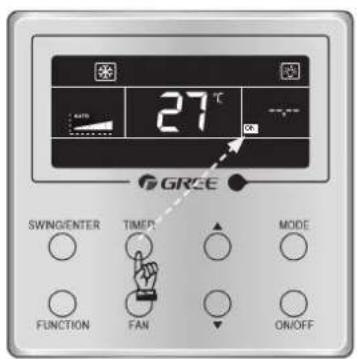 27℃ SWINGENTER TIME: FUNCTION FAN MODE ON/OFF GREE