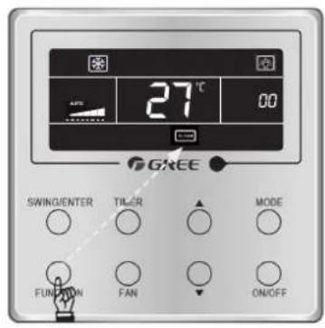27°C 00 SWING/ENTER TILER MODE FUNCTION FAN ON/OFF