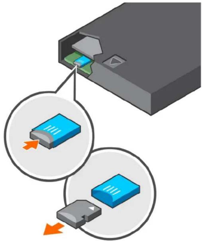 DELL EqualLogic PS6610E - Entfernen der MicroSD-Karte. - 1