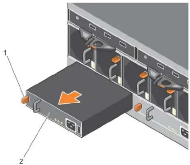 DELL EqualLogic PS6610E - Entfernen eines Netzteils - 1