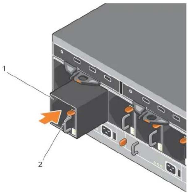 DELL EqualLogic PS6610E - So installieren Sie ein Netzteil-/Lüftermodul - 1