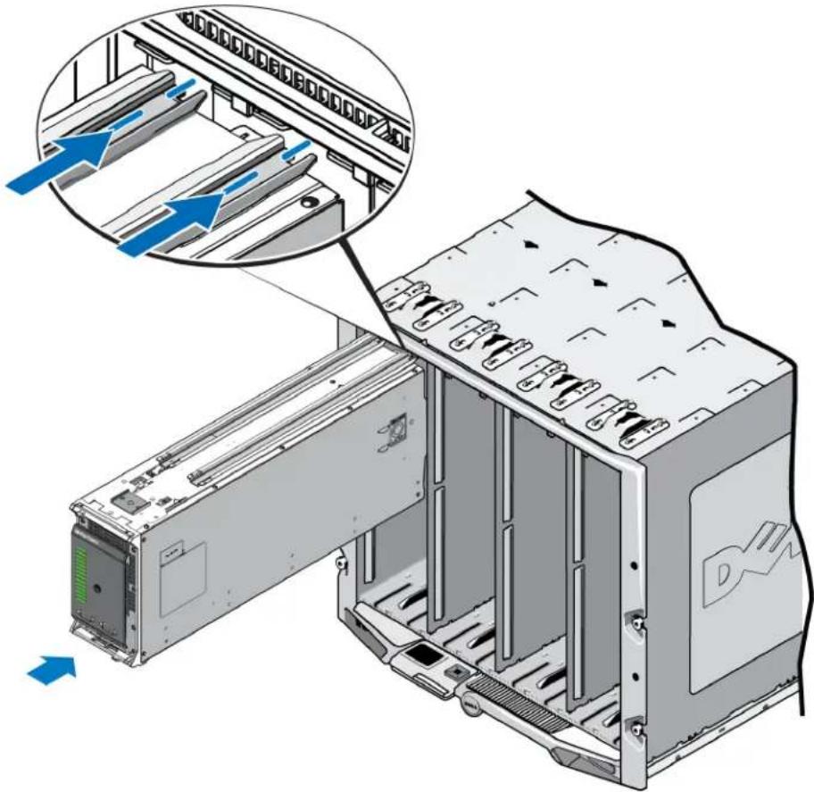 DELL EqualLogic PS M4110 - Wenn Sie das Array in einen unteren Steckplatz im M1000e-Gehäuse einsetzen - 1