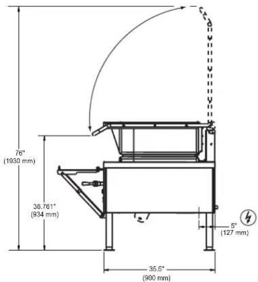 76" (1930 mm) 36.761" (934 mm) 35.5" (900 mm) 5" (127 mm)