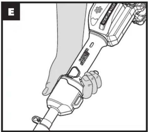 Line drawing of a hand holding a mechanical device with a tool handle (no text or symbols)