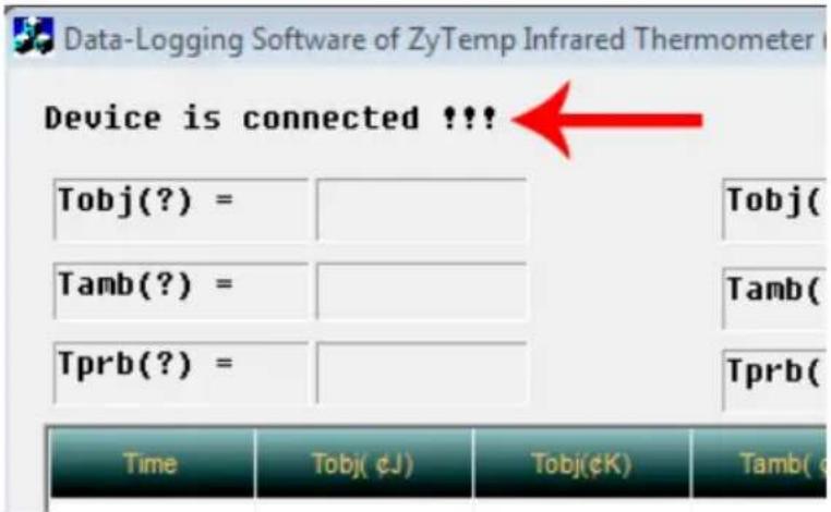 Data-Logging Software of ZyTemp Infrared Thermometer Device is connected !!! Tobj(?) = Tobj( Tamb(?) = Tamb( Tprb(?) = Tprb( Time Tobj(¢J) Tobj(¢K) Tamb(¢