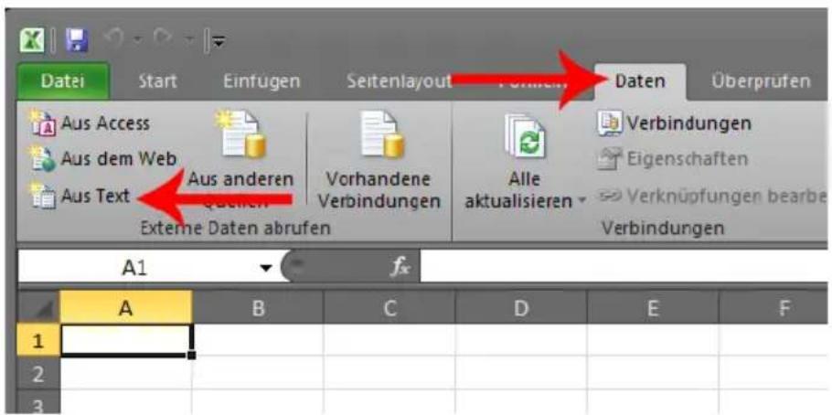 Datei Start Einfugen Seitenlayout Formen Daten Überprüfen Aus Access Aus dem Web Aus Text Aus anderen Quellen Vorhandene Verbindungen Alle aktualisieren Verbindungen Eigenschaften Verknüpfungen bearbe Verbindungen A1 fx A B C D E F 1 2 3