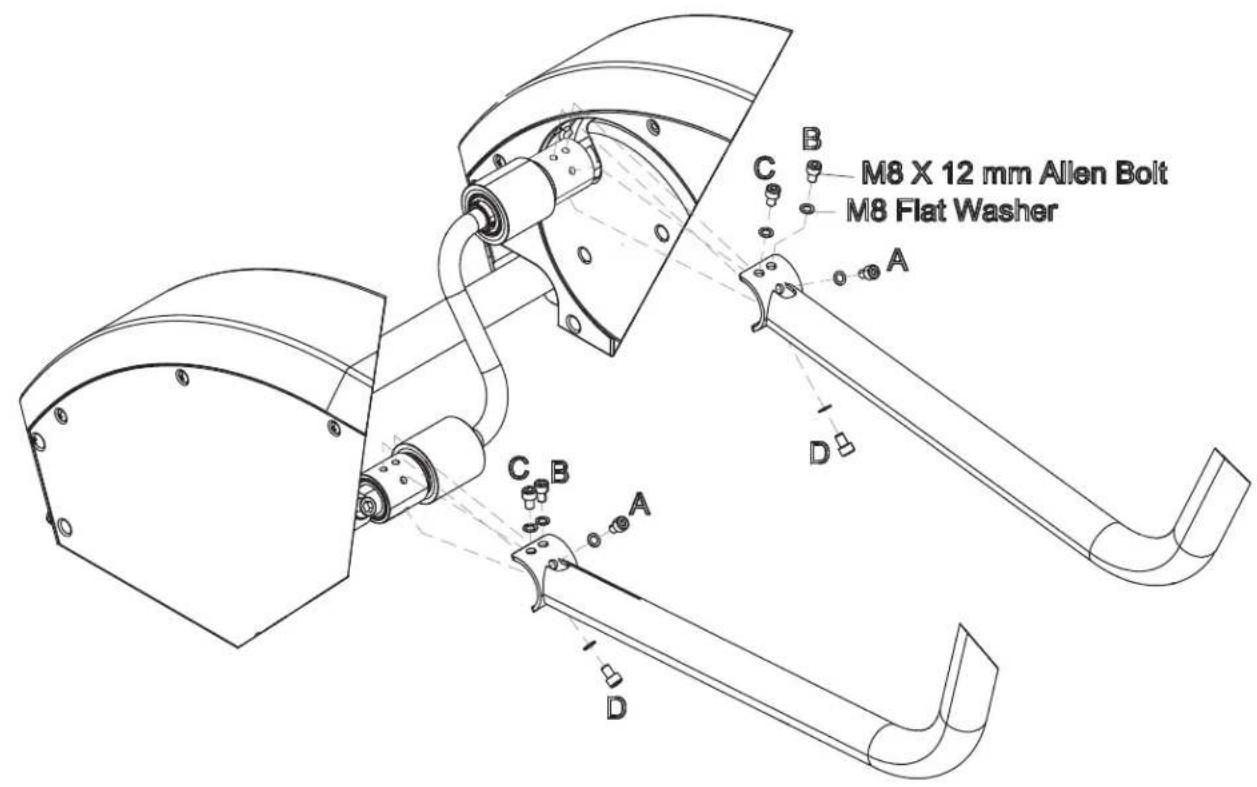M8 X 12 mm Allen Bolt M8 Flat Washer A B C D C B A D