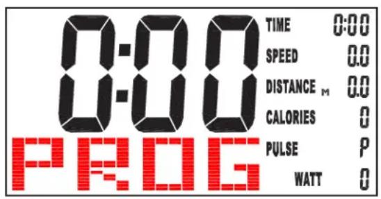 0:00 TIME 0:00 SPEED 0.0 DISTANCE M 0.0 CALORIES 0 PULSE P WATT 0 PROG