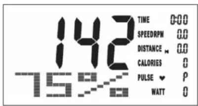142 75% TIME 0:00 SPEEDRPM 0.0 DISTANCE 0.0 CALORIES 0 PULSE ♥ P WATT 0