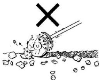 Diagram showing a hammer crushing a broken stone with a cross symbol above, indicating a collision or explosion.