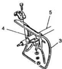 Technical diagram of a mechanical clamp or bracket with numbered parts labeled 3, 4, and 5