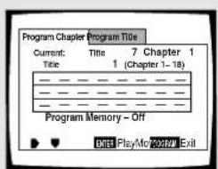 Program Chapter Program Title Current: Title 7 Chapter 1 Title 1 (Chapter 1-18) Program Memory - Off OK! PlayMc2029/Exit