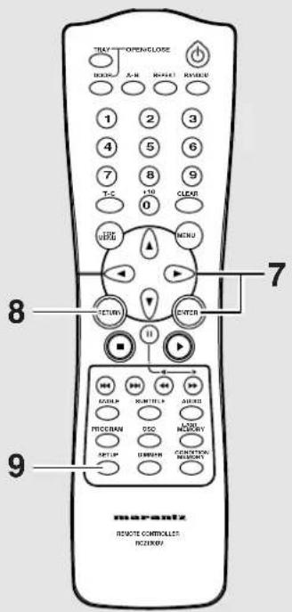 TRAY OPENCLOSE 1 2 3 4 5 6 7 8 9 T.C LTD CLEAR 0 MENU MENU 7 8 RETURN CATCH 9 GARLIP RONTENIX ASIGN PICKERAIN DSD MOMMY RETURN CONNECTION MOMMY marantz REMOTE CONTROLS: FICZIKOV